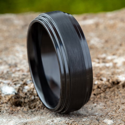 Siyah Mat Zirkonyum Alyans 8 mm