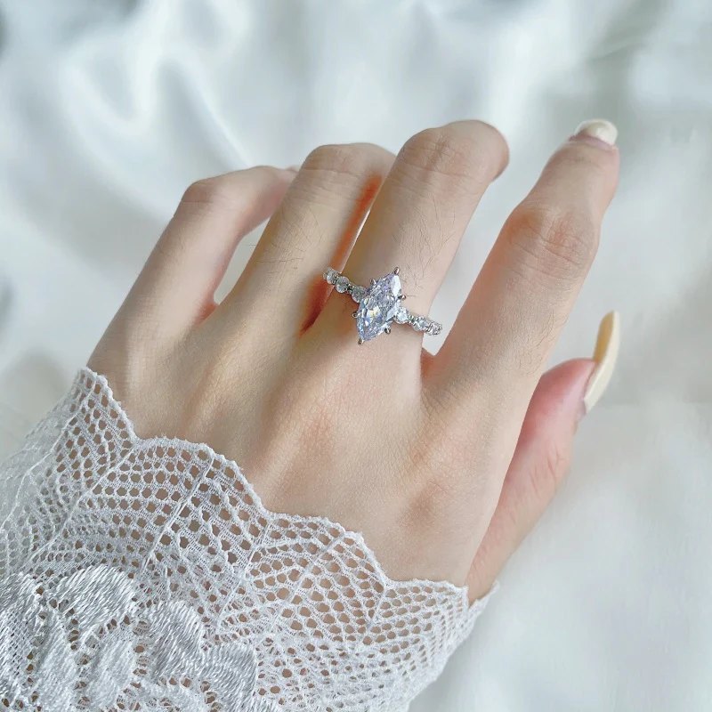 Ice Cut Zirconia Markiz Kesim Yüzük - Görsel 3